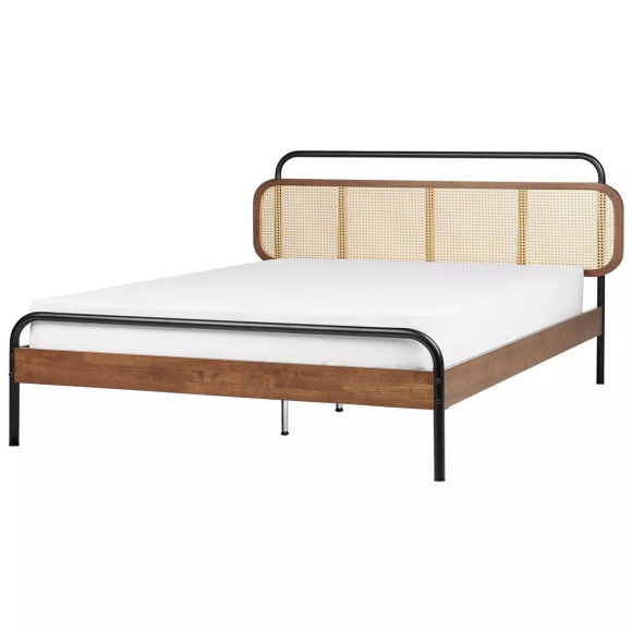 Bett mit Lattenrost aus Gummibaumholz Retro BOUSSICOURT Bett mit Lattenrost aus Gummibaumholz Retro BOUSSICOURT