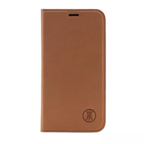 JT Berlin - iPhone 12 / iPhone 12 Pro Echtleder Bookcase Hülle Tegel (10661) - Braun (Cognac)