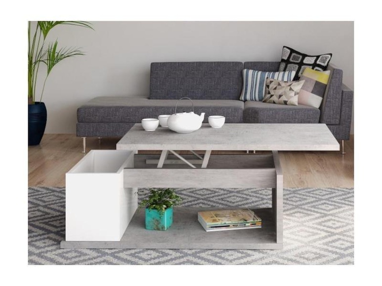 Couchtisch höhenverstellbar MDF BetonOptik ALDANA Couchtisch höhenverstellbar MDF BetonOptik ALDANA