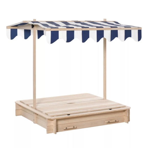 Northio - Sandkasten Sandkiste Aus Holz Für Garten Sandkasten Mit Dach Felix Kindersandkasten Mit Dach Verstellbar Tannenholz 3-7 Jahren Natur, One Size