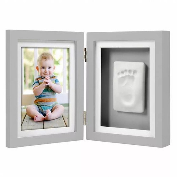 PEARHEAD Tisch-Fotorahmen mit Abdruckmaterial grau