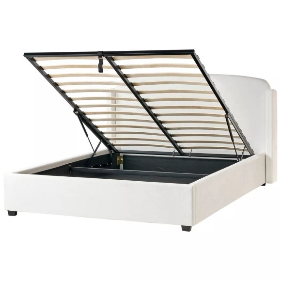 Beliani - Bett mit Stauraum aus Stoff Modern BERNAY, 160X200CM, Schneeweiss