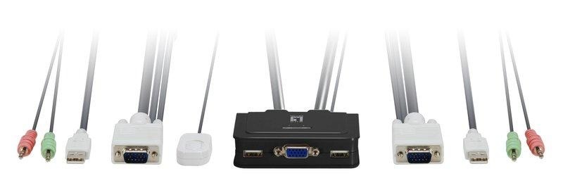 2-Port-Kabel-KVM-Switch, VGA, USB, Audio