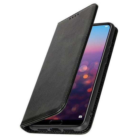 Avizar Business Leder Buch Case Tragetasche für Huawei P20 - schwarz
