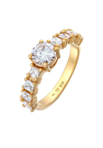 Ring Zirkonia Verlobung Eternity 925 Silber Unisex Gold 58mm