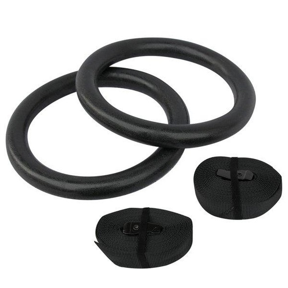 Gymnastikringe - Crosstraining Ø 28mm Aus Kunststoff + Verstellbare Gurte Unisex Schwarz ONE SIZE