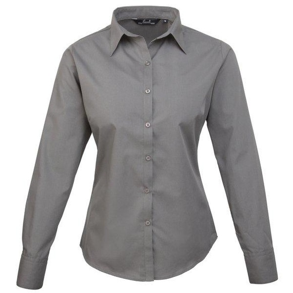 Popeline Bluse Arbeitshemd Damen Grau 46