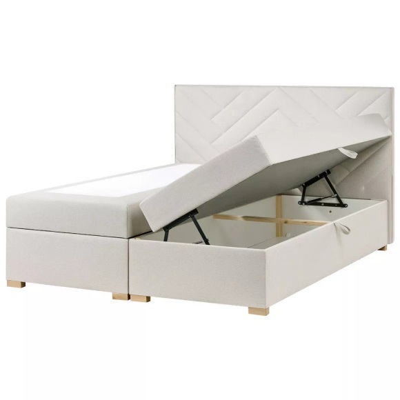 Beliani - Boxspringbett mit Stauraum aus Stoff ESQUIRE, 180x200 cm, Schneeweiss