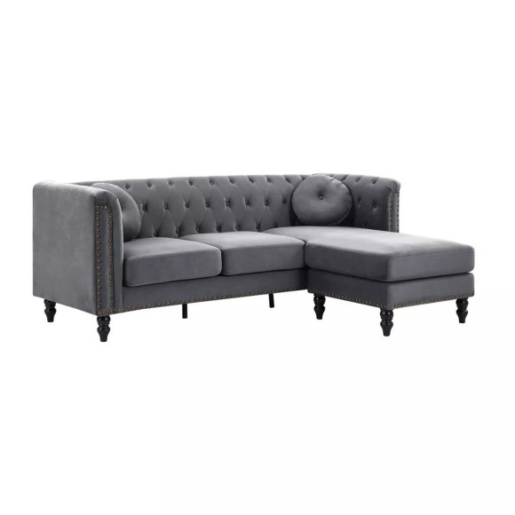 Ecksofa - Ecke wechselbar - Samt - Anthrazit - TURNER Ecksofa - Ecke wechselbar - Samt - Anthrazit - TURNER