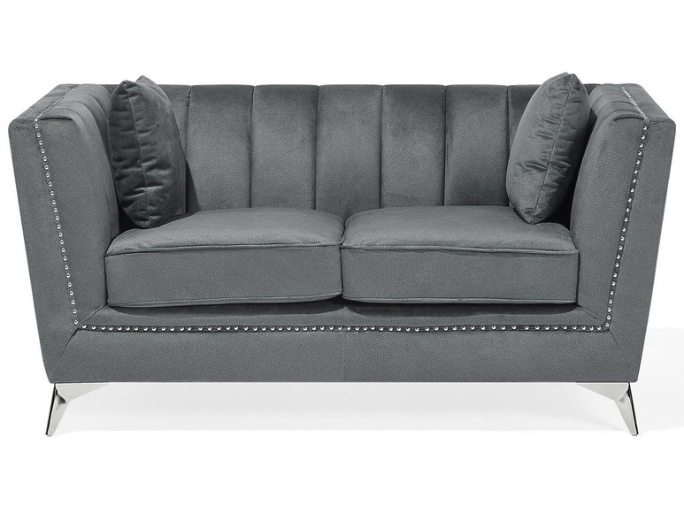 Beliani 2-Sitzer Sofa Samtstoff grau GAULA