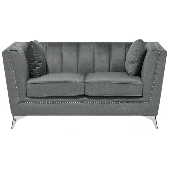 Beliani 2-Sitzer Sofa Samtstoff grau GAULA