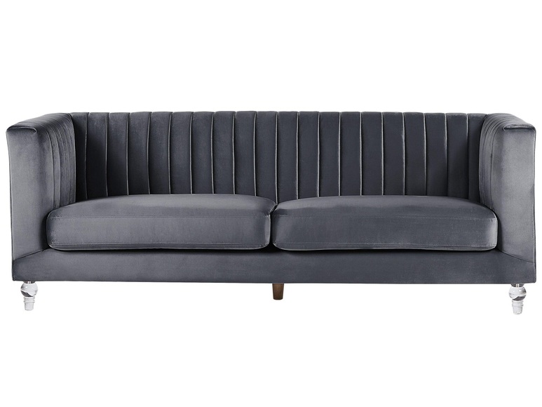 Beliani 3-Sitzer Sofa Samtstoff dunkelgrau ARVIKA