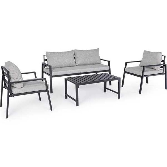 Garten Sitzgruppe Lorillard mit Kissen anthrazit (4-teilig)