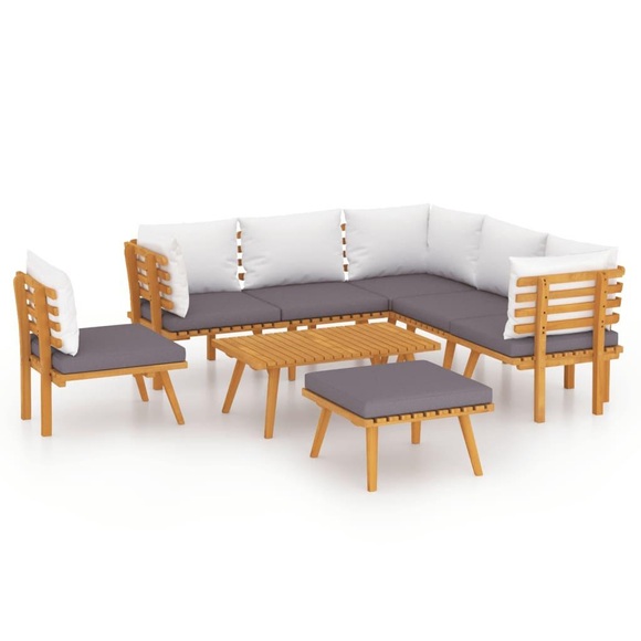 vidaXL 8-tlg. Garten-Lounge-Set mit Kissen Massivholz Akazie