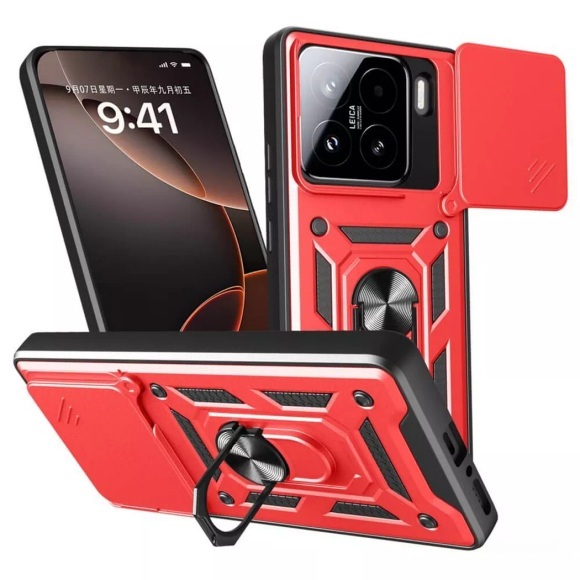 Cover-Discount - Xiaomi 15 Armor Case mit Kickstand, Rot