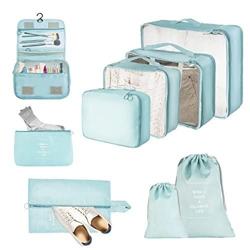 Reisekoffer Organizer Set 9-teilige Packwürfel, Multifunktionale Wasserdichte Packwürfel Unisex Multicolor ONE SIZE