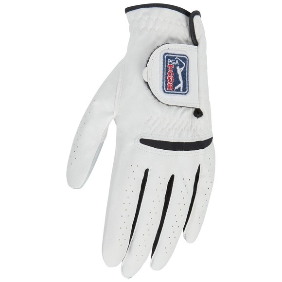 Bestickt Linkshänder Golfhandschuh, Synthetischer Stoff Logo Unisex Weiss M