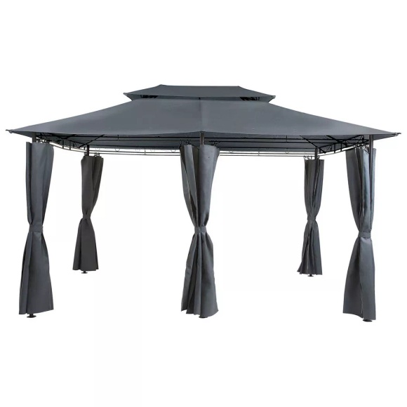 Beliani Pavillon Stahl graphitgrau 300 x 400 cm COLOS