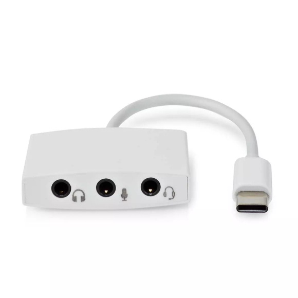 USB-C? Adapter | USB 2.0 | USB-C? Stecker | 3,5 mm Buchse | 0,10 m | Rund | Vernickelt | ABS/PVC | Weiß | Box