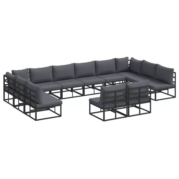 VidaXL - Garten-sofa aluminium, One Size, Schwarz