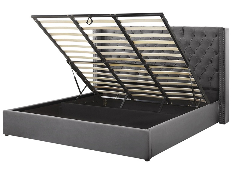Bett mit Bettkasten aus Samtstoff Klassisch LUBBON Bett mit Bettkasten aus Samtstoff Klassisch LUBBON