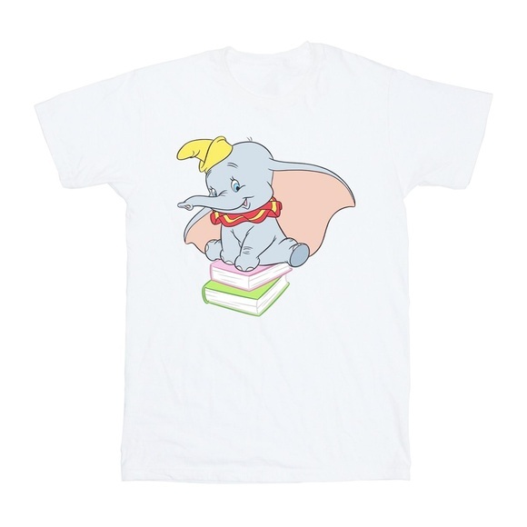 Dumbo Sitting On Books Tshirt Unisex Weiss 116