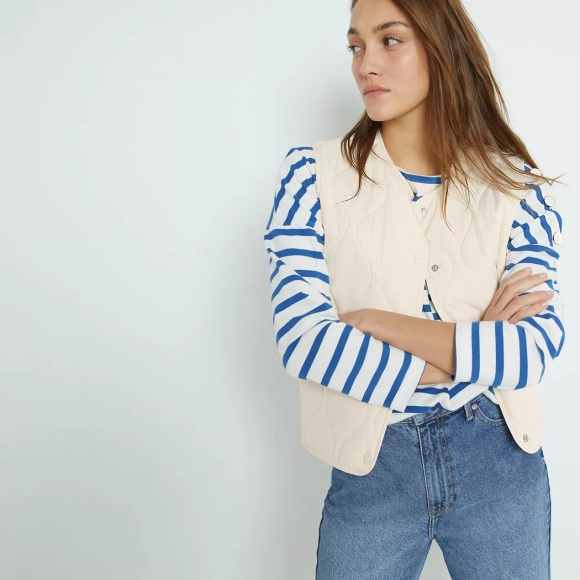 Steppgilet Mit Druckknöpfen Unisex Weiss 42