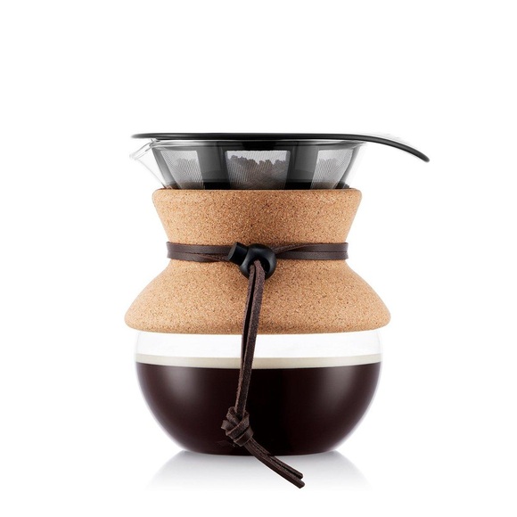 Kaffeebereiter mit Permanent Edelstahl Kaffeefilter POUR OVER 0.5 L Kork Kaffeebereiter mit Permanent Edelstahl Kaffeefilter POUR OVER 0.5 L Kork