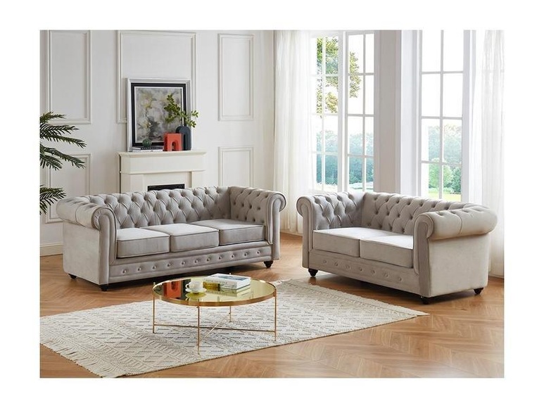Couchgarnitur 3+2 Samt CHESTERFIELD Couchgarnitur 3+2 Samt CHESTERFIELD