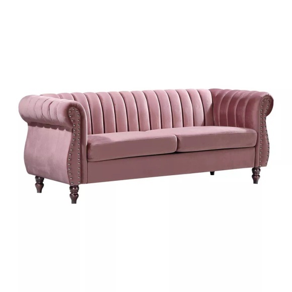 Chesterfield Sofa 3-Sitzer - Samt - Altrosa - TRUMBO Chesterfield Sofa 3-Sitzer - Samt - Altrosa - TRUMBO