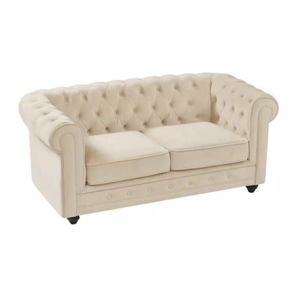 Vente-unique - Sofa 2-Sitzer - Samt - Beige - CHESTERFIELD, One Size