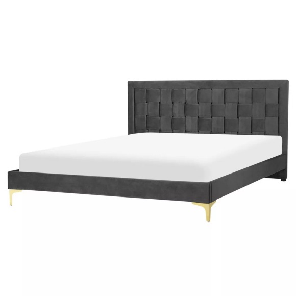 Bett mit Lattenrost aus Samtstoff Modern LIMOUX Bett mit Lattenrost aus Samtstoff Modern LIMOUX