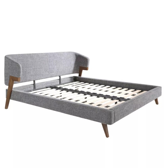 ANGEL CERDA - Bett ausem Stoff, 180x200 cm, Grau