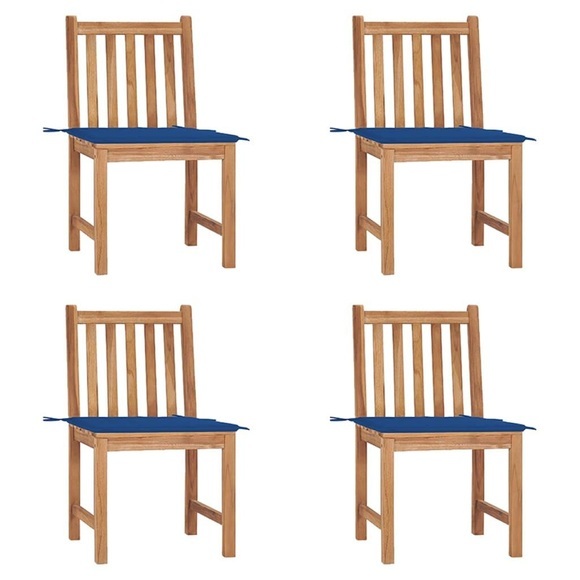 vidaXL Gartenstühle 4 Stk. mit Kissen Massivholz Teak