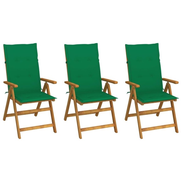 vidaXL Klappbare Gartenstühle 3 Stk. mit Auflagen Massivholz Akazie