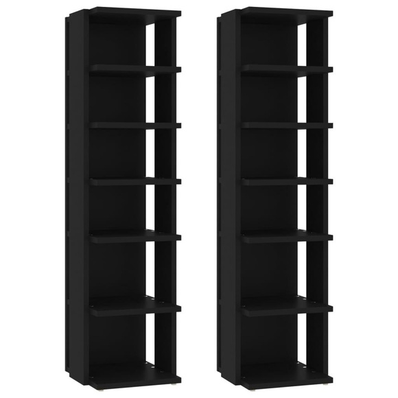 vidaXL Schuhschränke 2 Stk. Schwarz 25x27x102 cm