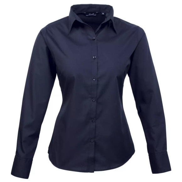 Popeline Bluse Arbeitshemd, Langärmlig Damen Marine 36