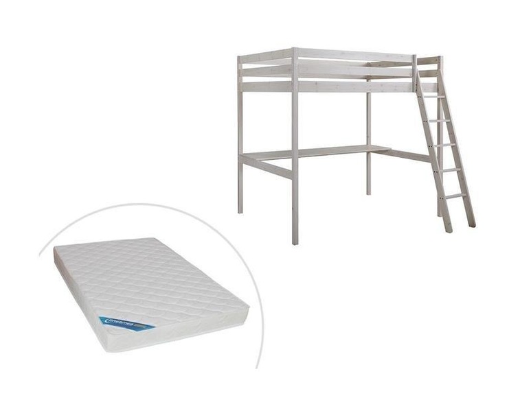 Hochbett mit Schreibtisch GEDEON II Kiefer massiv Get + Matratze Hochbett mit Schreibtisch GEDEON II Kiefer massiv Get + Matratze