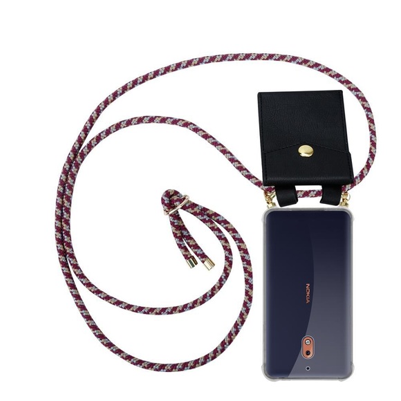 Handy Kette für Nokia 2,1 Silikon mit Gold Ringen