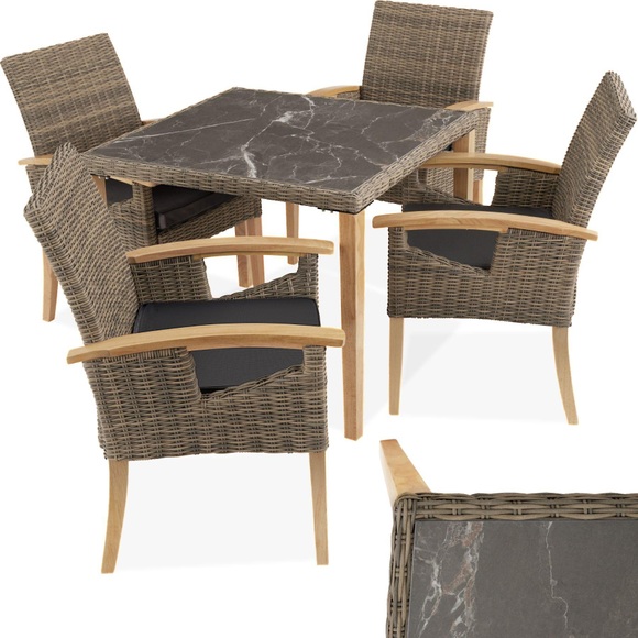 Rattan Tisch Tarent mit 4 Stühlen Rosarno Rattan Tisch Tarent mit 4 Stühlen Rosarno