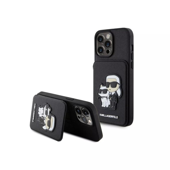 Karl Lagerfeld - Hülle iPhone 15 Pro Saffiano, Schwarz