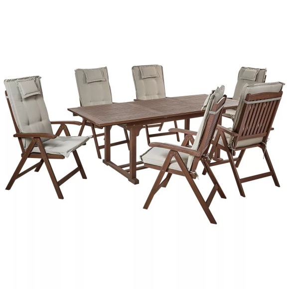 Gartentisch Set aus Akazienholz Rustikal AMANTEA Gartentisch Set aus Akazienholz Rustikal AMANTEA