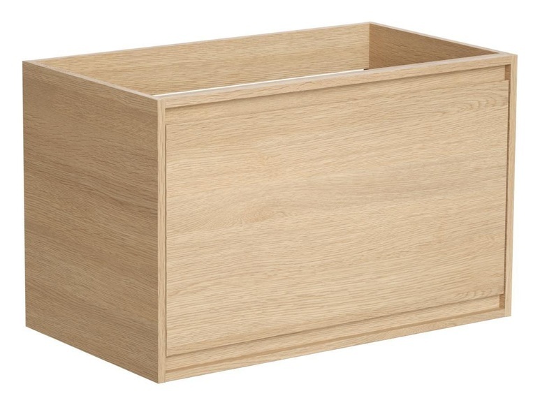 Waschbeckenunterschrank mit Innenschublade - 80 cm - Eichenholzfurnier - MESLIVA Waschbeckenunterschrank mit Innenschublade - 80 cm - Eichenholzfurnier - MESLIVA