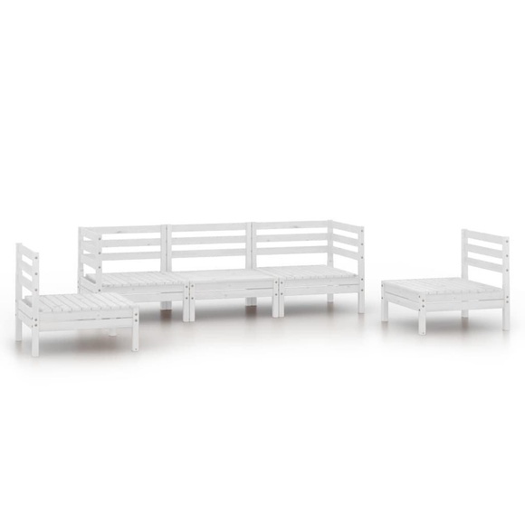 vidaXL 5-tlg. Garten-Lounge-Set Weiß Kiefer Massivholz