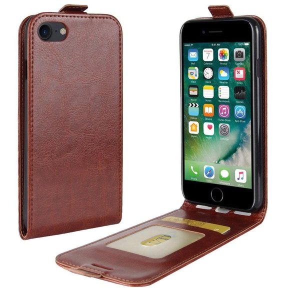iPhone 8 / 7 - Klassisches Leder Flip Case mit Kartenfach