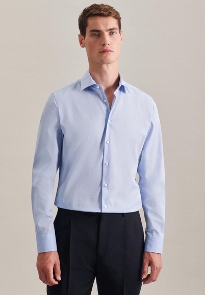 Business Hemd Slim Fit Extra Langer Arm Uni Herren Taubenblau 43