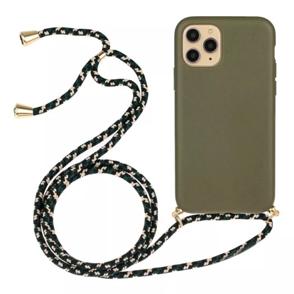 iPhone 12 / 12 Pro - Hülle mit Umhängeband green