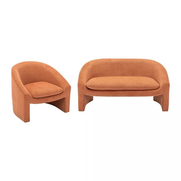 Sofa 2-Sitzer & Sessel - Stoff - Terracotta - OSSANA Sofa 2-Sitzer & Sessel - Stoff - Terracotta - OSSANA