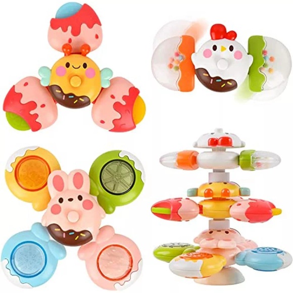 Activity-board - Saugnapf Spinner Spielzeug für Baby, 3pcs Fidget Kreisel Saug Bad Fenster hohe Stühle Flugzeug reisen, sensorische Spielzeug, One Size, Multicolor