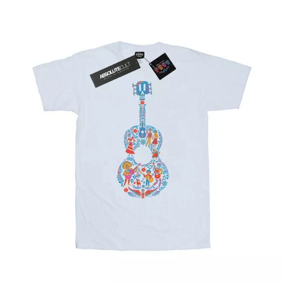 Coco Guitar Pattern Tshirt Damen Weiss XXL